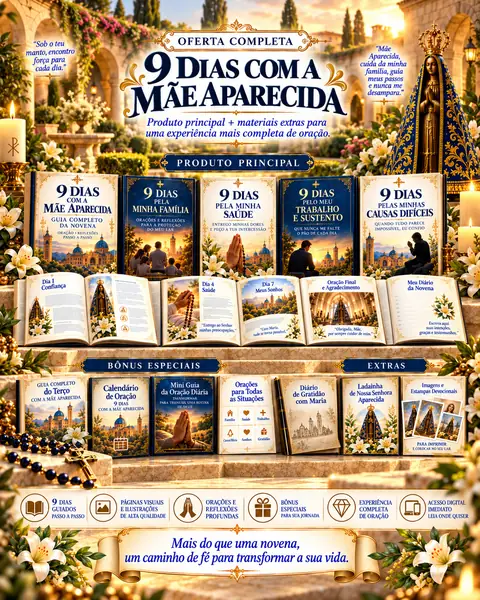 Mockup da Oferta Completa 9 Dias com a Mãe Aparecida